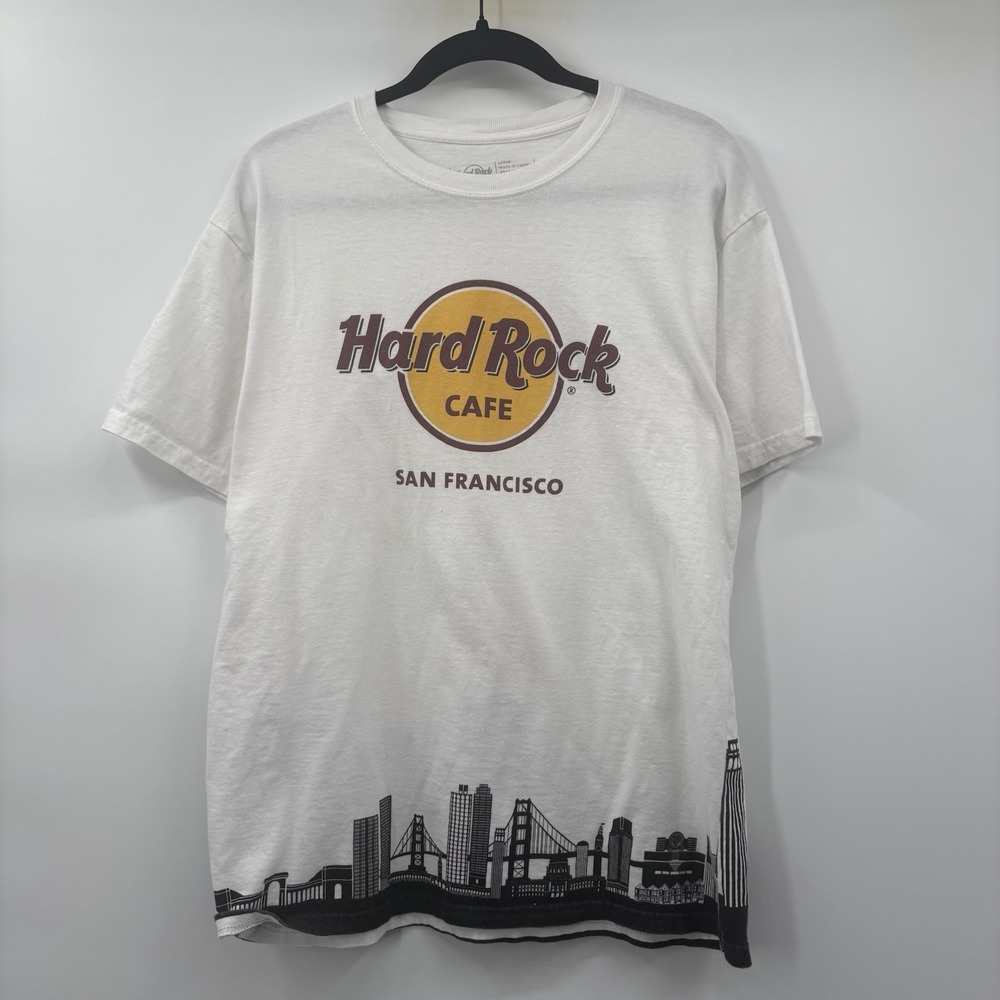 Hard Rock Cafe San Francisco White Graphic T-Shirt Mens Size Large Made USA